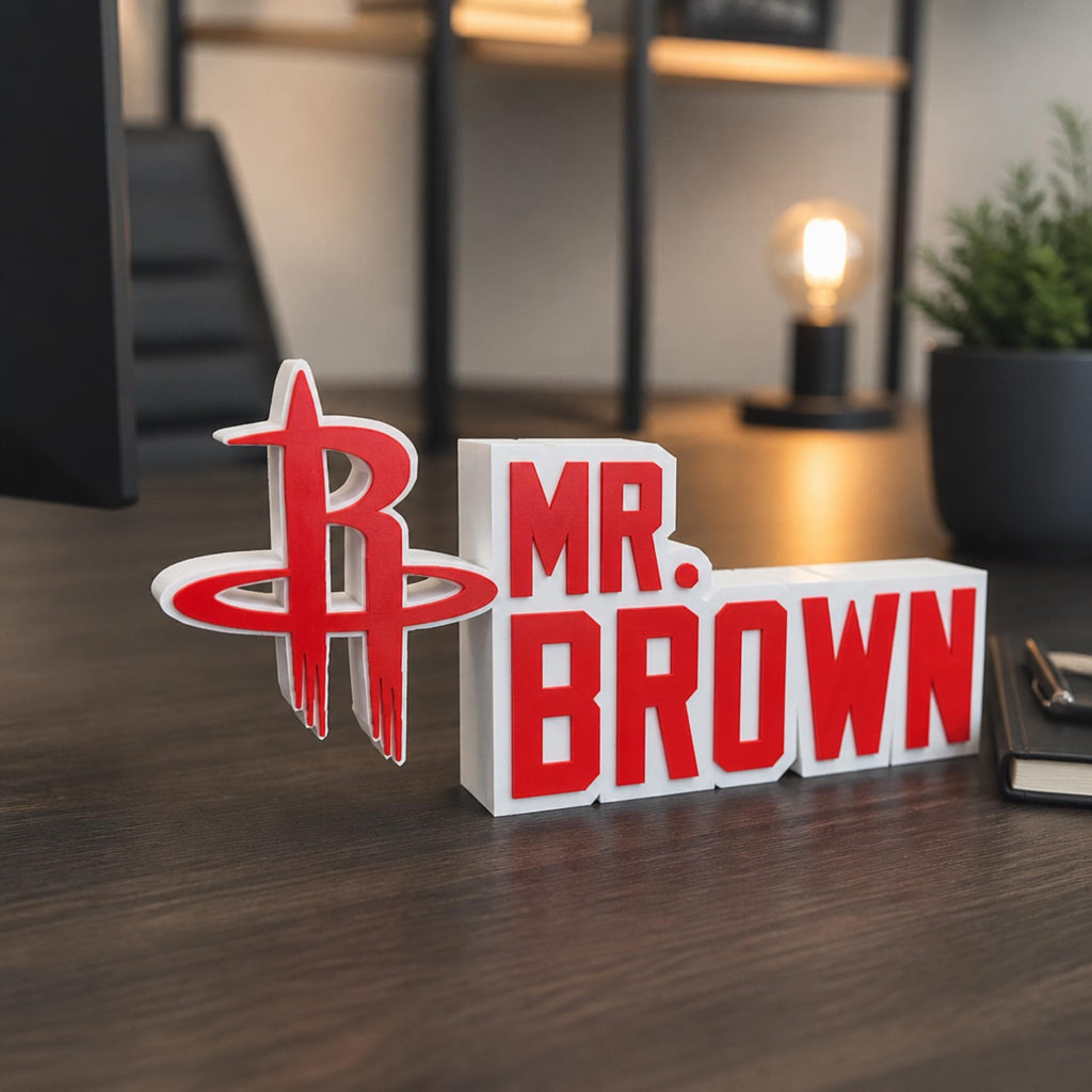 Personalized Houston Rockets Basketball Desk Name Plate
