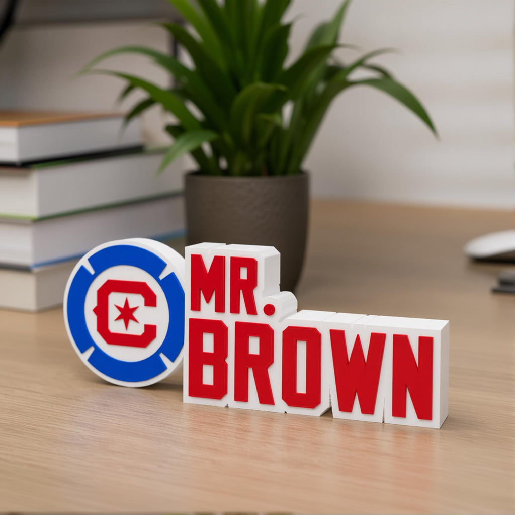 Personalized Chicago Fire Soccer Desk Name Plate