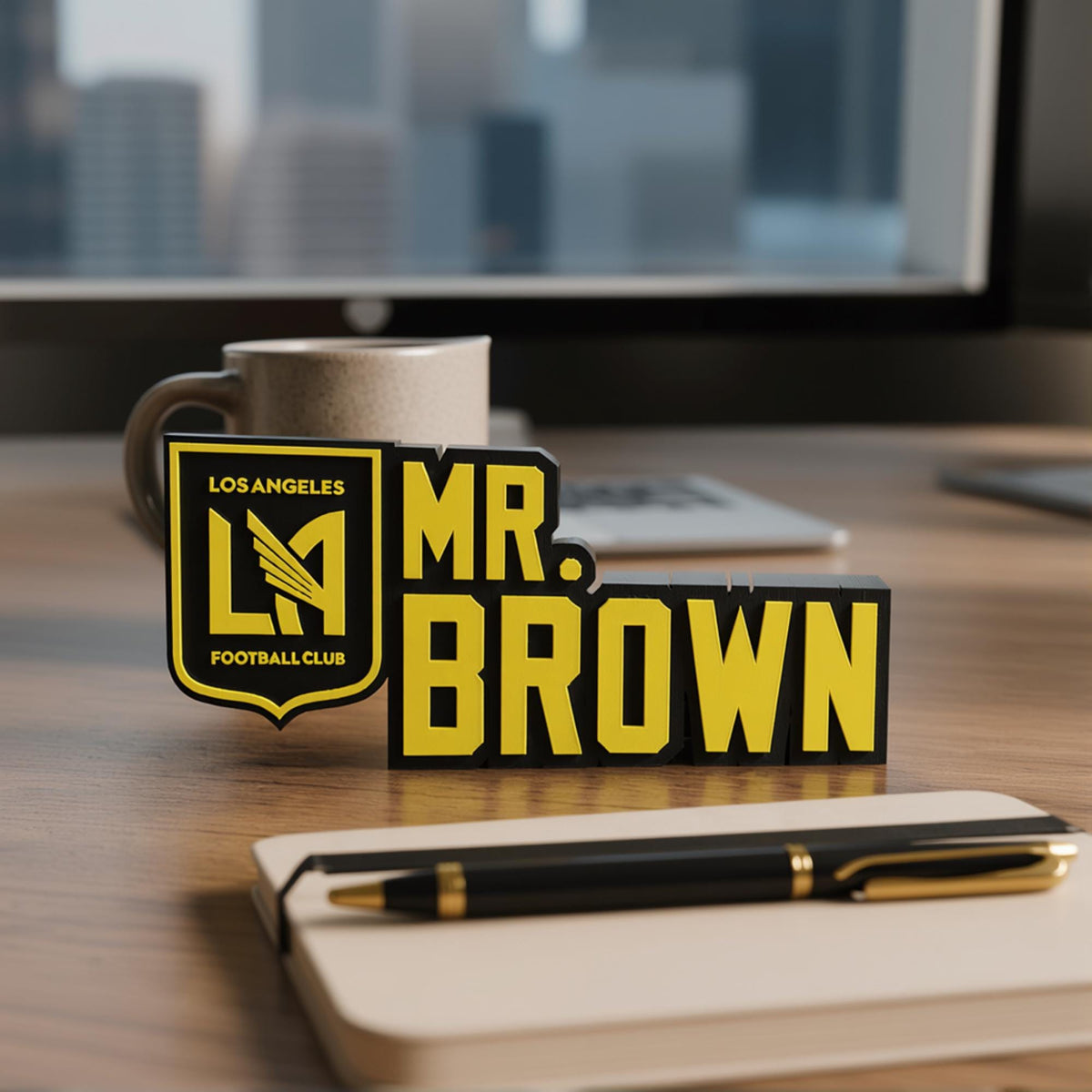 Personalized Los Angeles FC Soccer Desk Name Plate