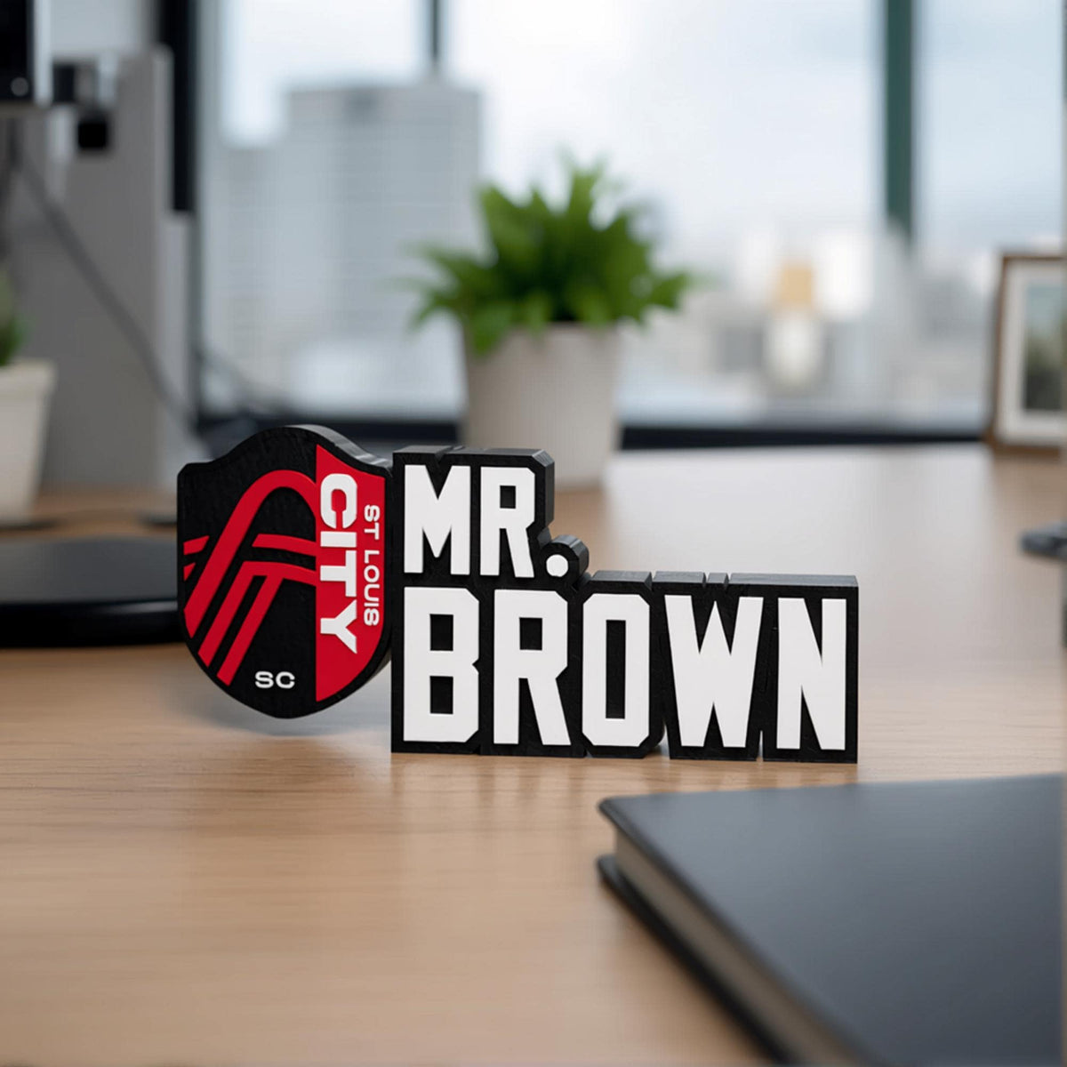 Personalized St. Louis City Soccer Desk Name Plate