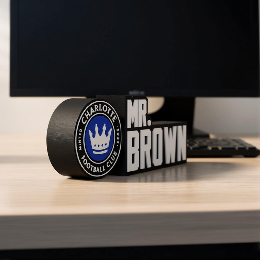 Personalized Charlotte FC Soccer Desk Name Plate