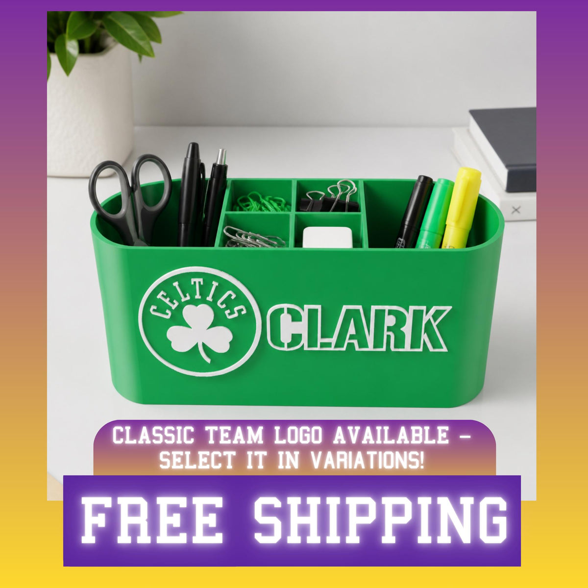 Personalized Boston Celtics Desk Organizer