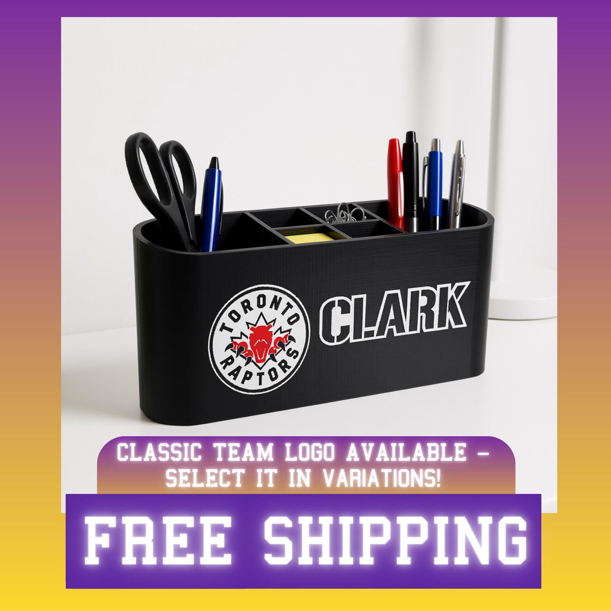 Personalized Toronto Raptors Desk Organizer
