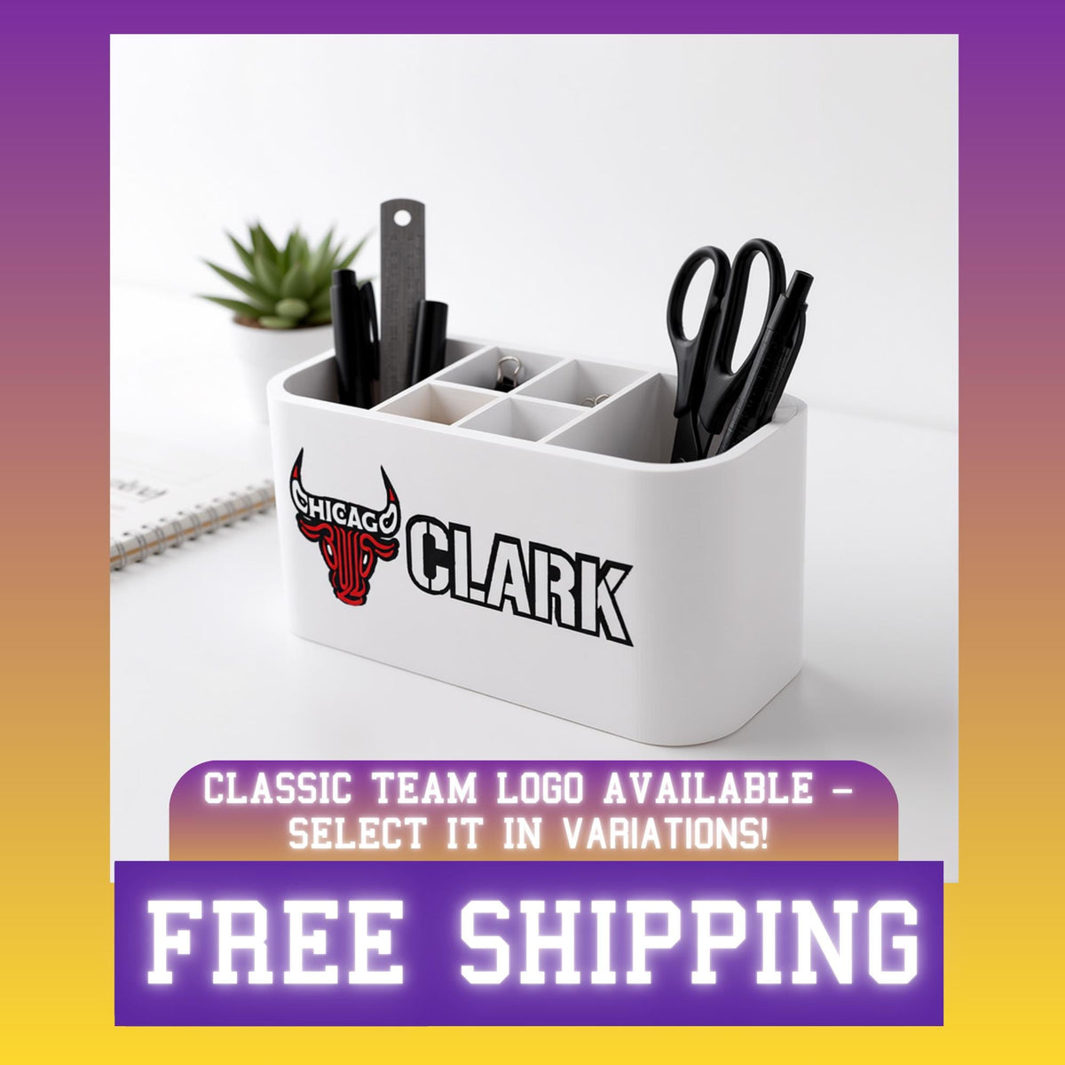 Personalized Chicago Bulls Desk Organizer