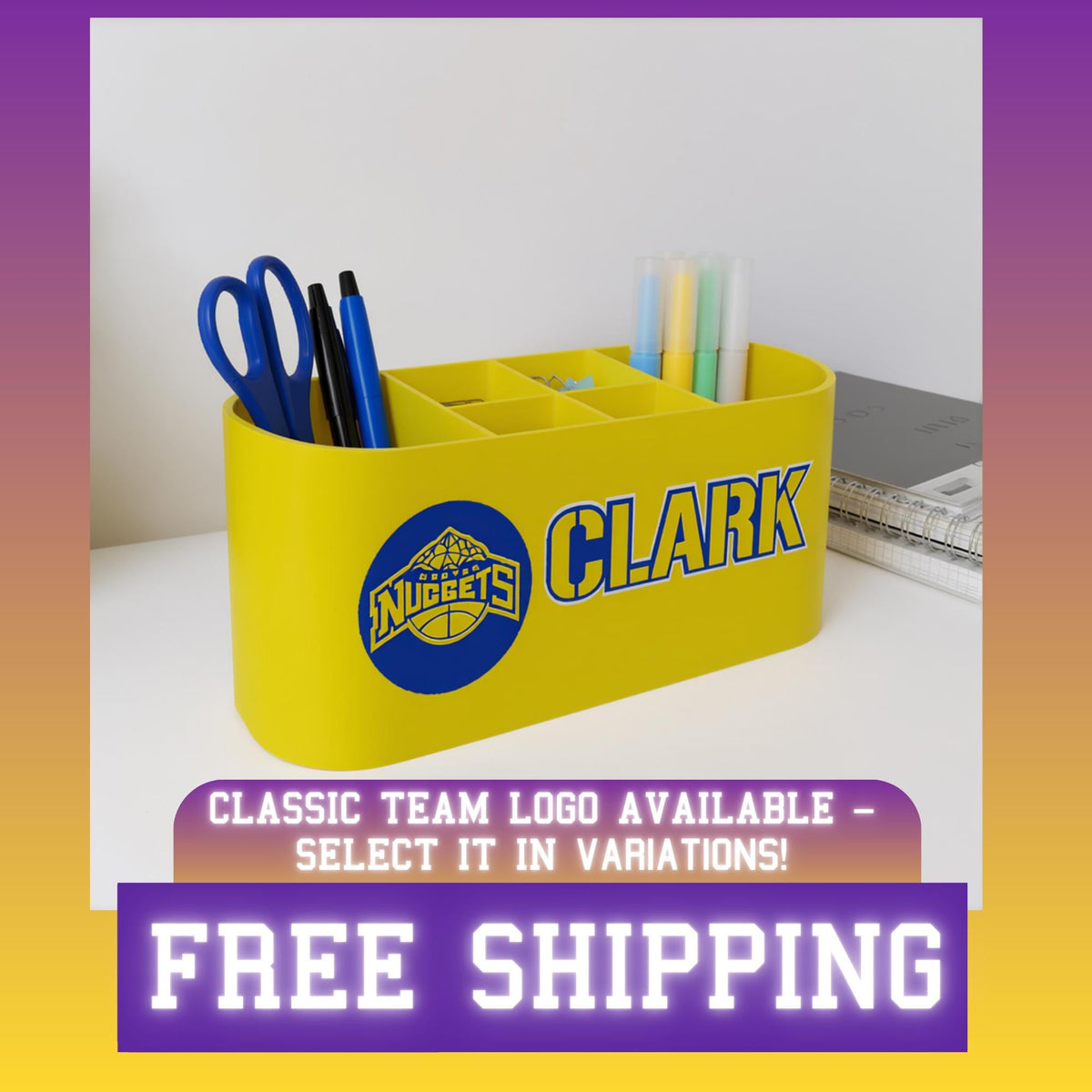 Personalized Denver Nuggets Desk Organizer