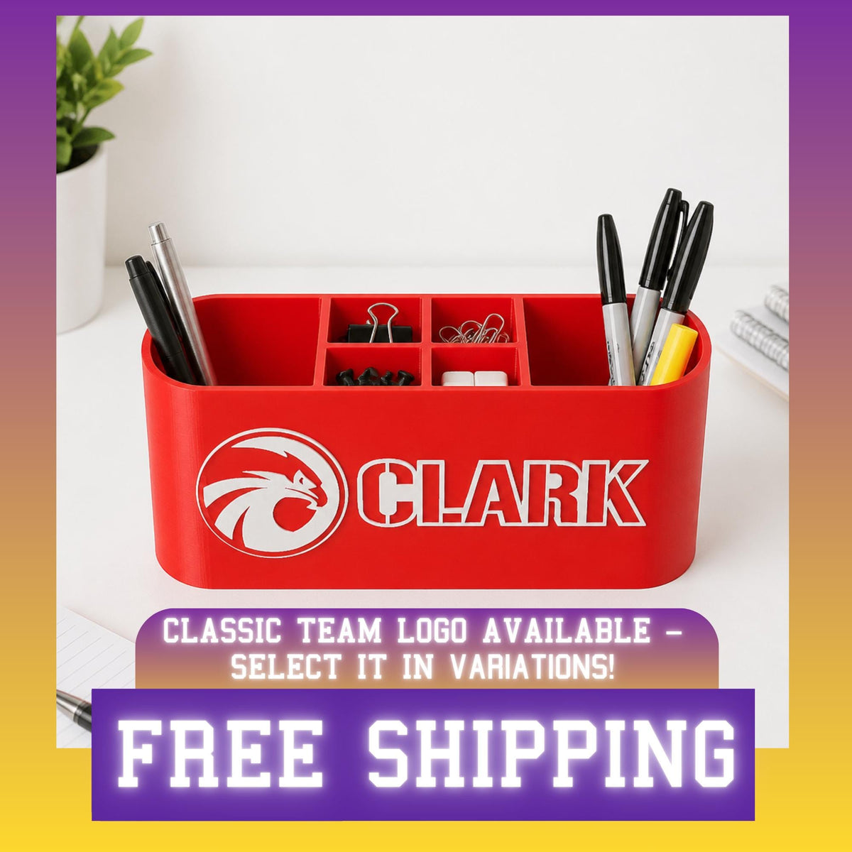 Personalized Atlanta Hawks Desk Organizer