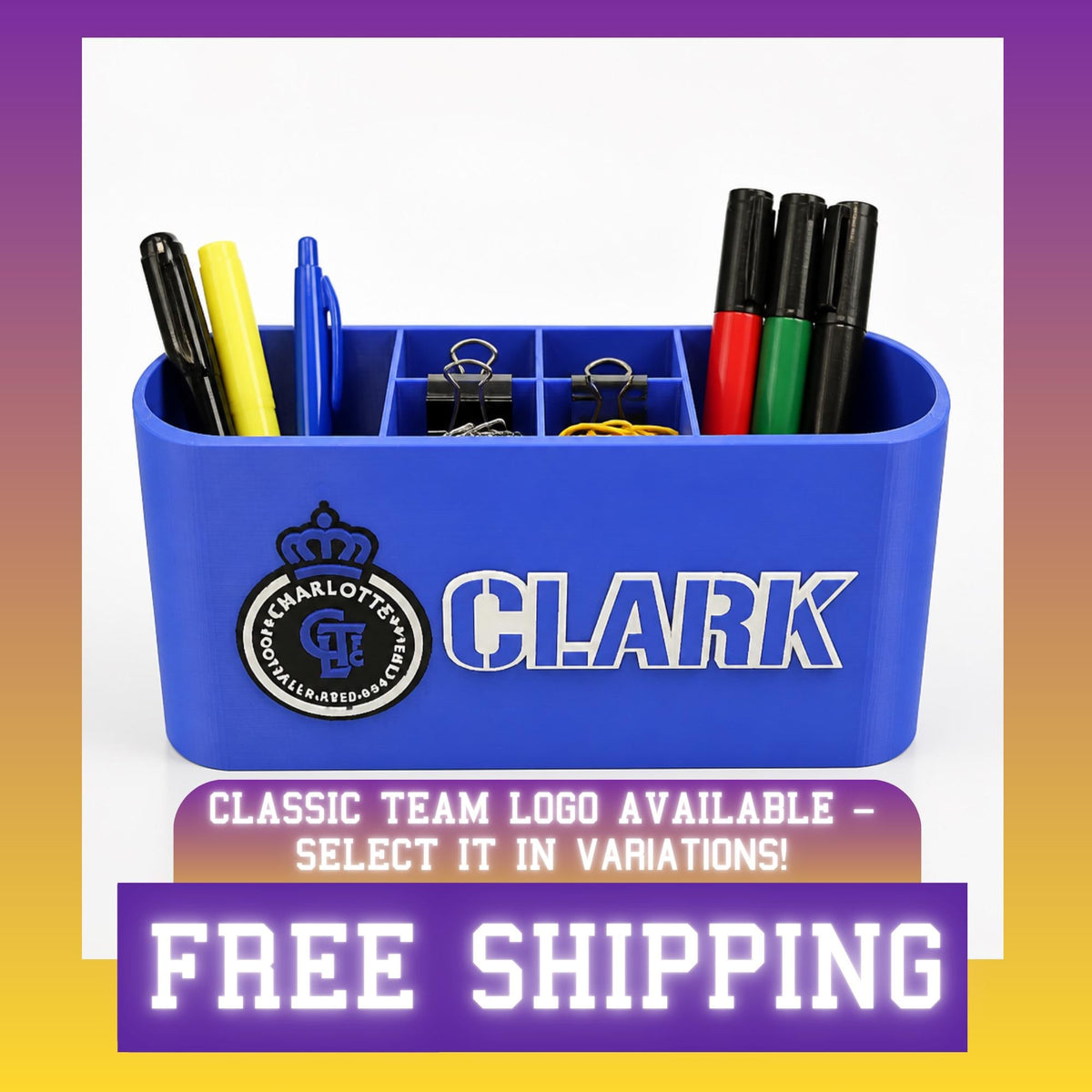 Personalized Charlotte FC Desk Organizer