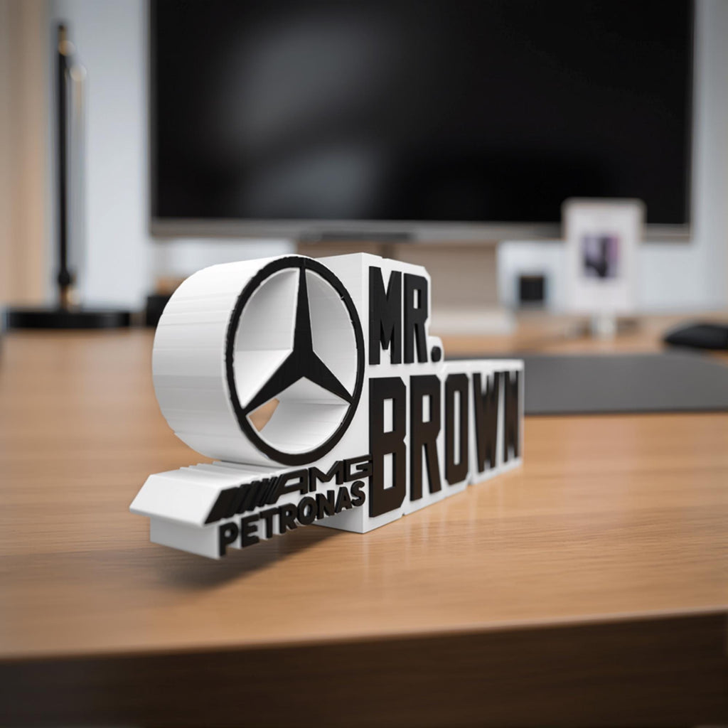 Personalized Mercedes F1 Team Desk Name Plate