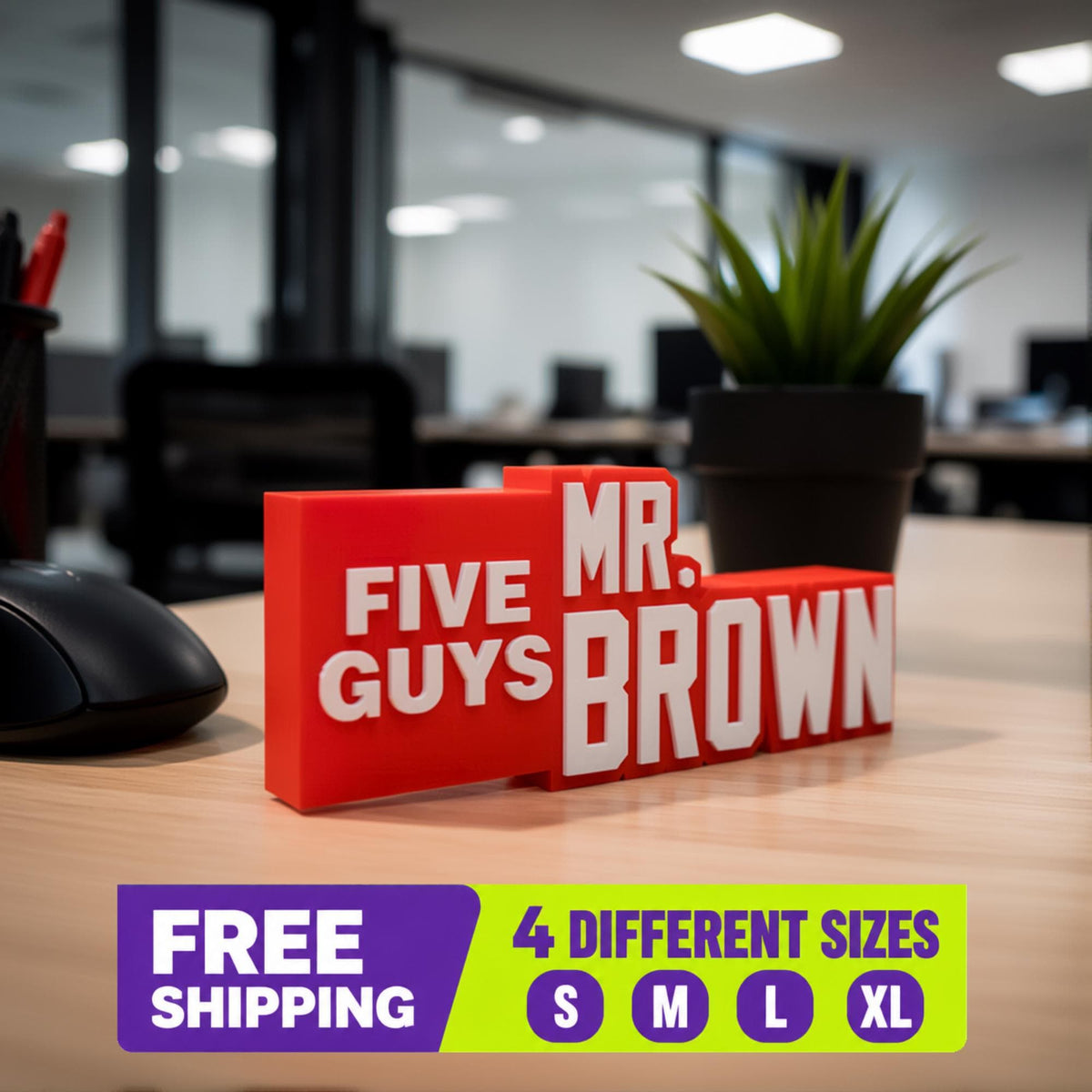 Personalized Five Guys Desk Name Plate