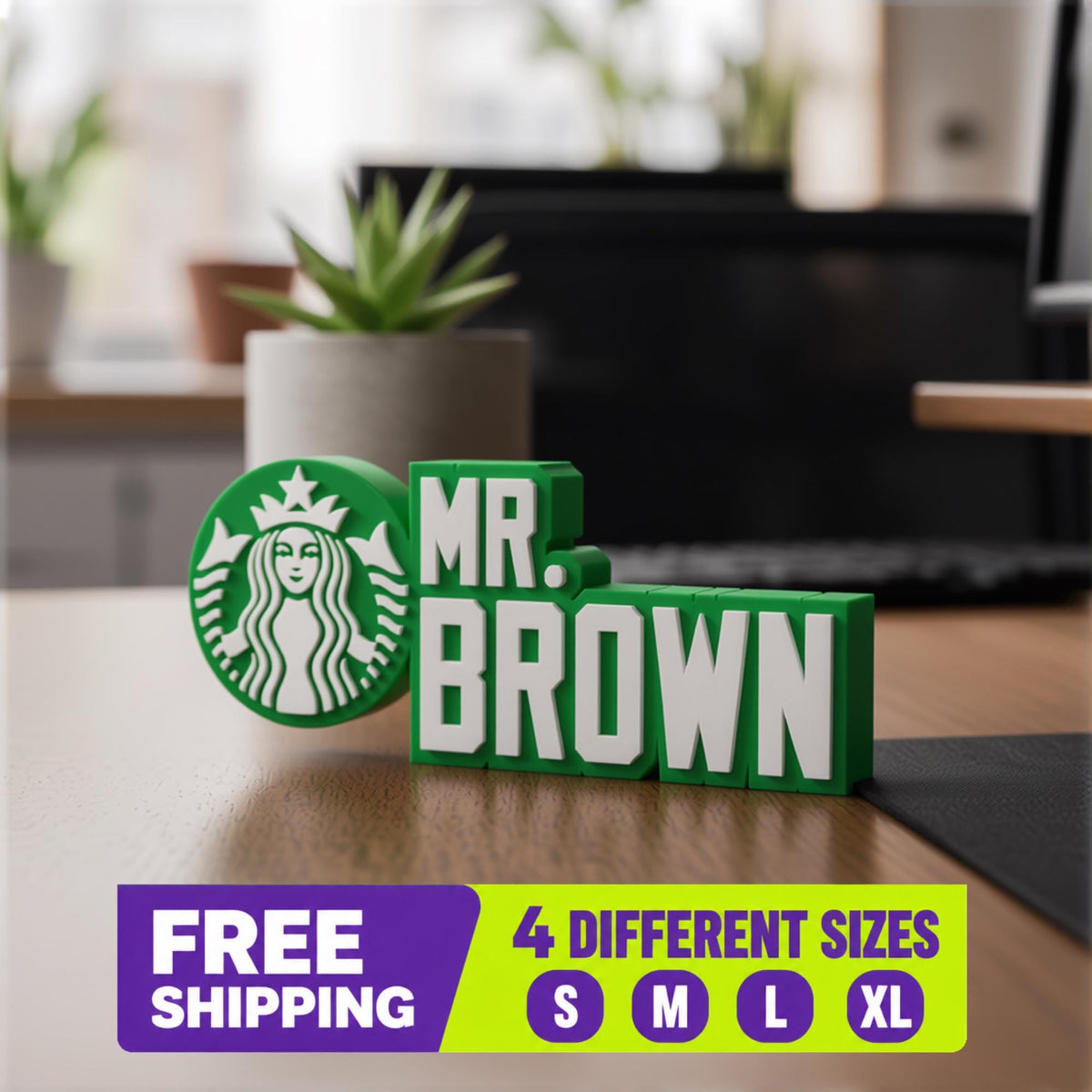 Personalized Starbucks Desk Name Plate