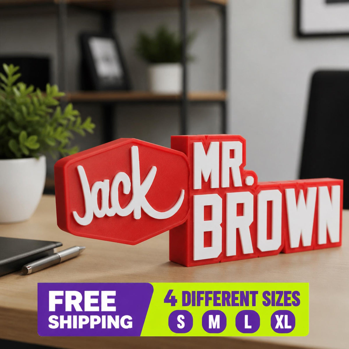 Personalized Jack in the Box Desk Name Plate