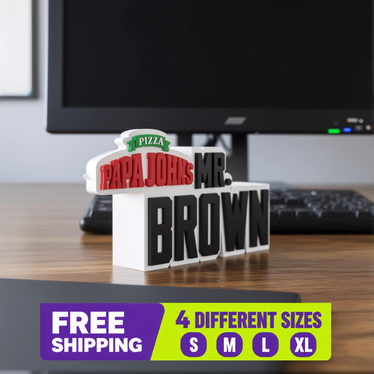 Personalized Papa John’s Desk Name Plate