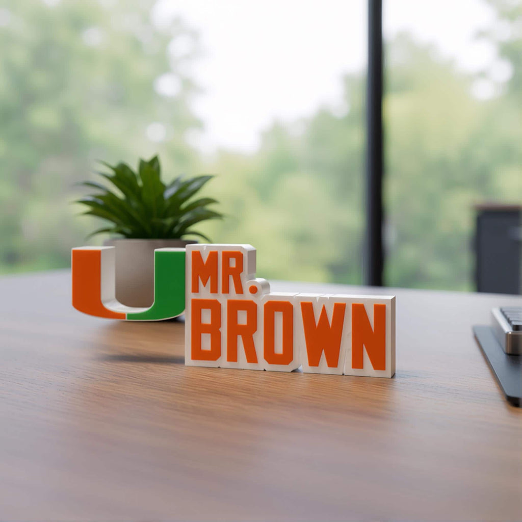 Personalized Miami Hurricanes Desk Name Plate