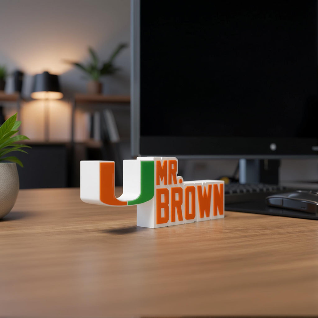 Personalized Miami Hurricanes Desk Name Plate