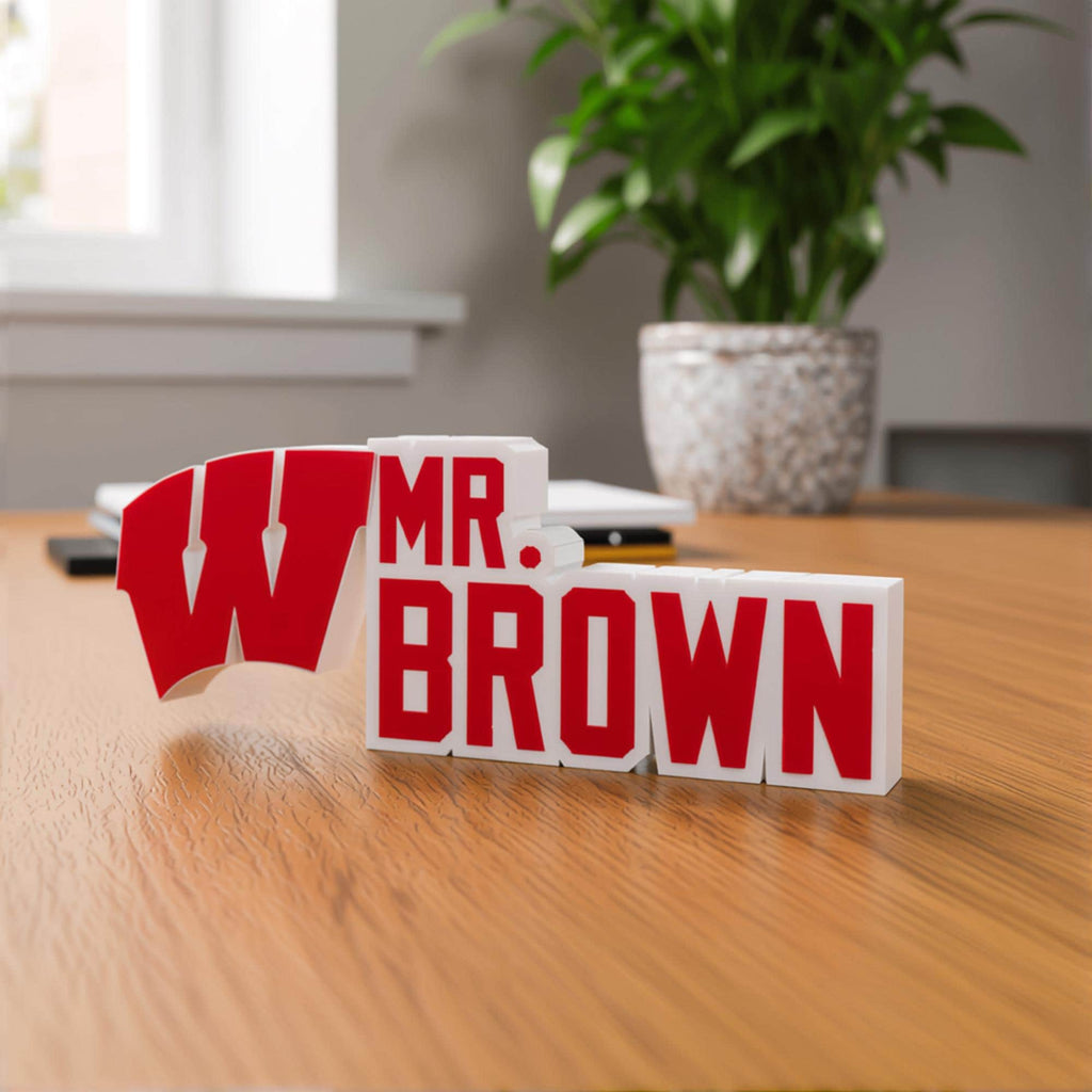 Personalized Wisconsin Badgers Desk Name Plate