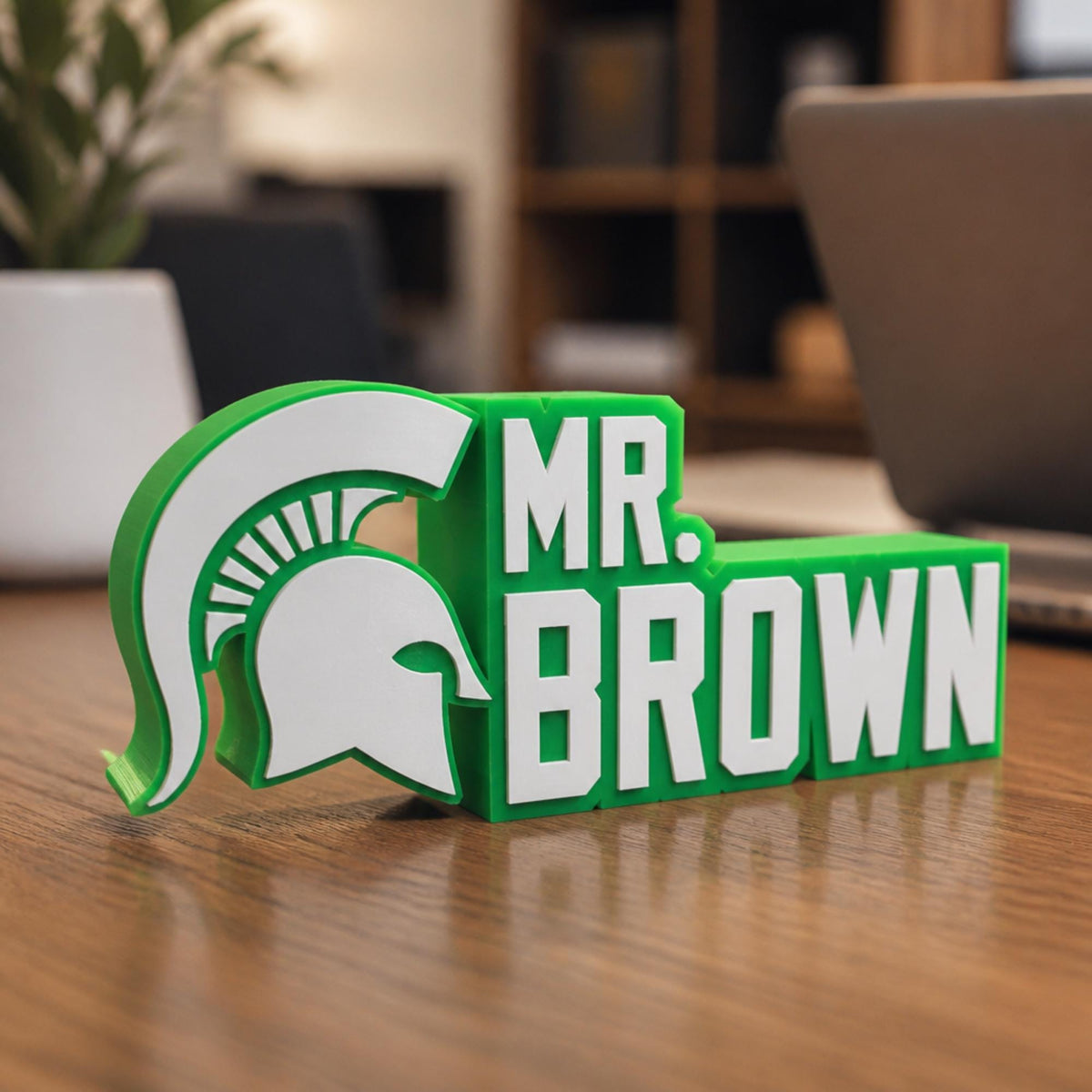 Personalized Michigan State Spartans Desk Name Plate