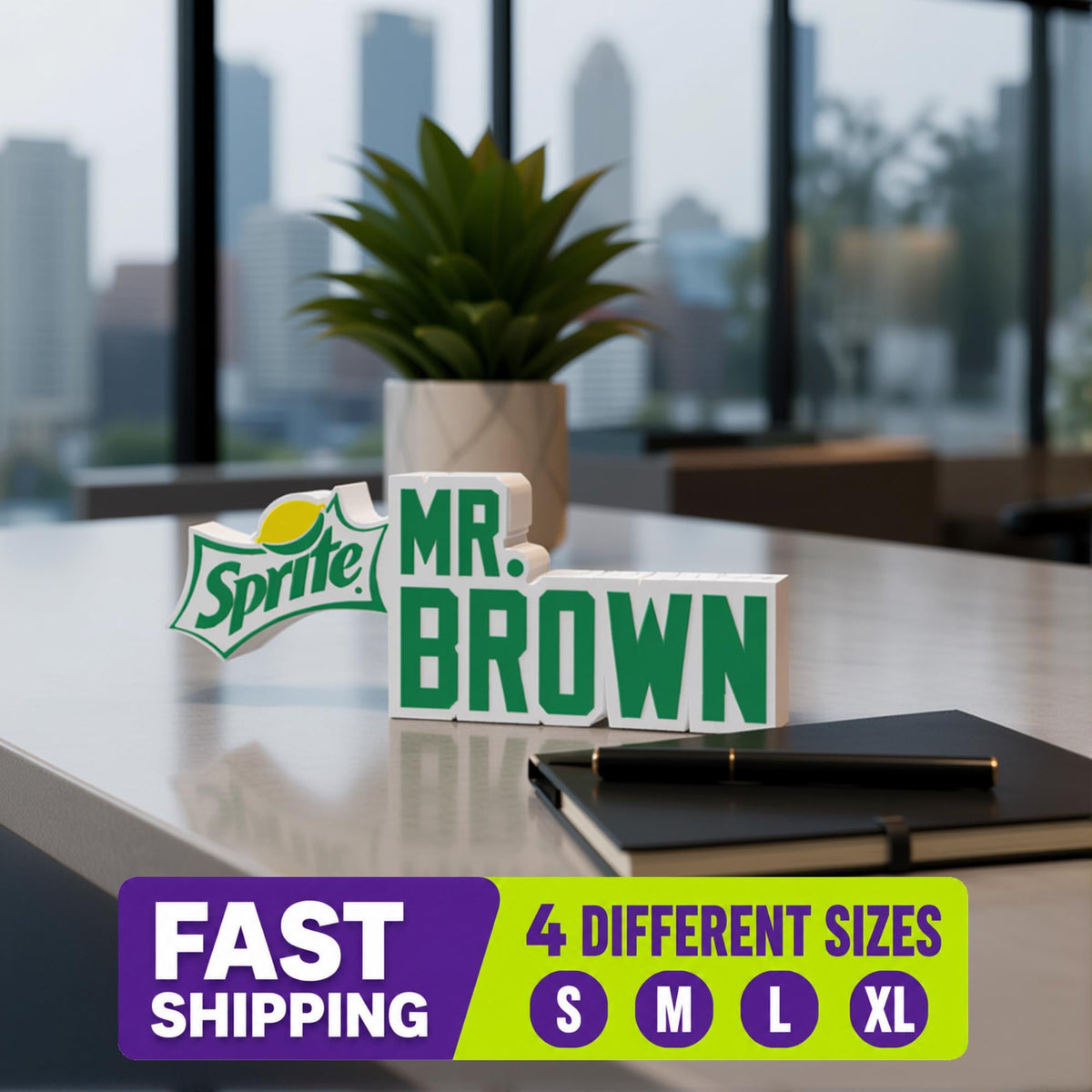 Personalized Sprite Desk Name Plate