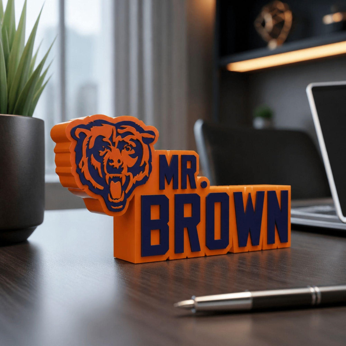 Personalized Chicago Bears Football Desk Name Plate
