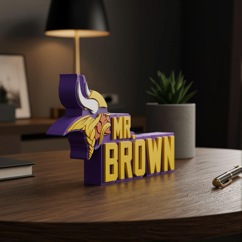 Personalized Minnesota Vikings Football Desk Name Plate