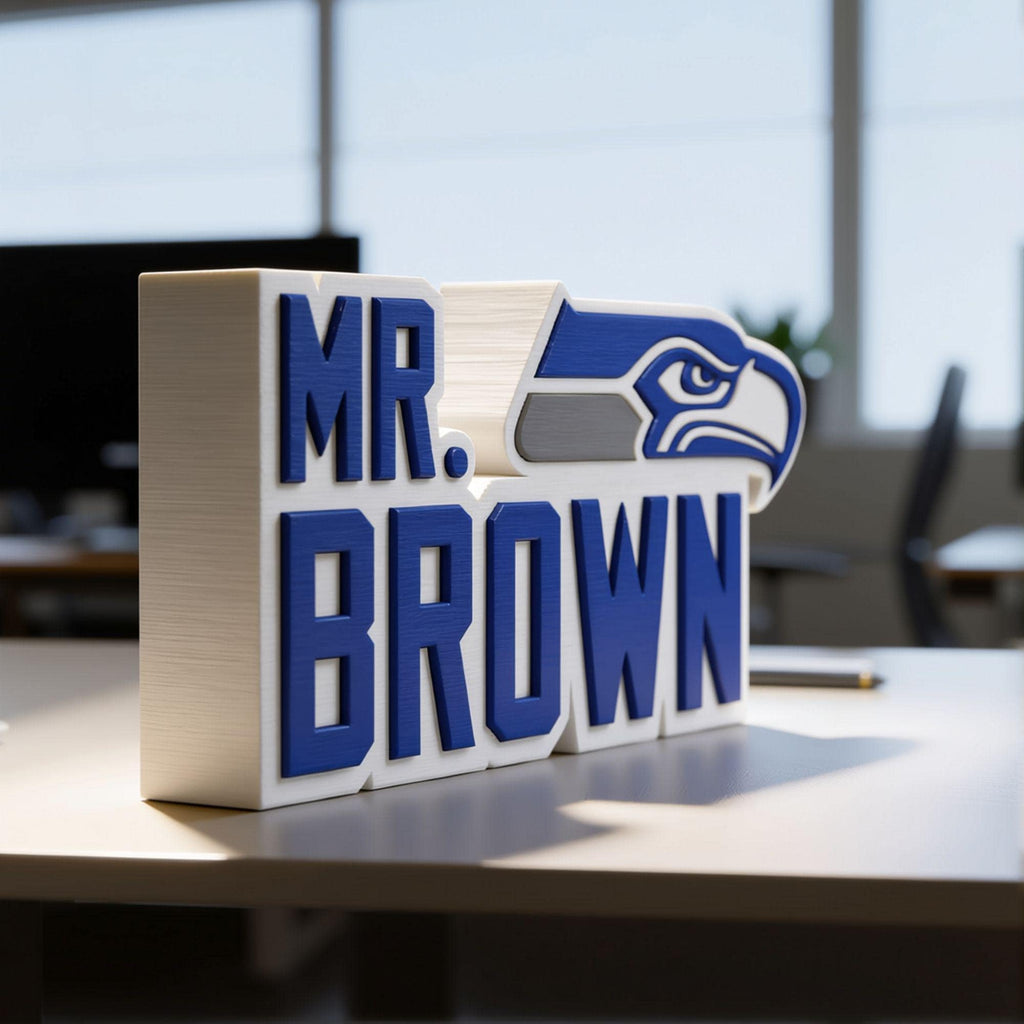 Personalized Seattle Seahawks Football Desk Name Plate