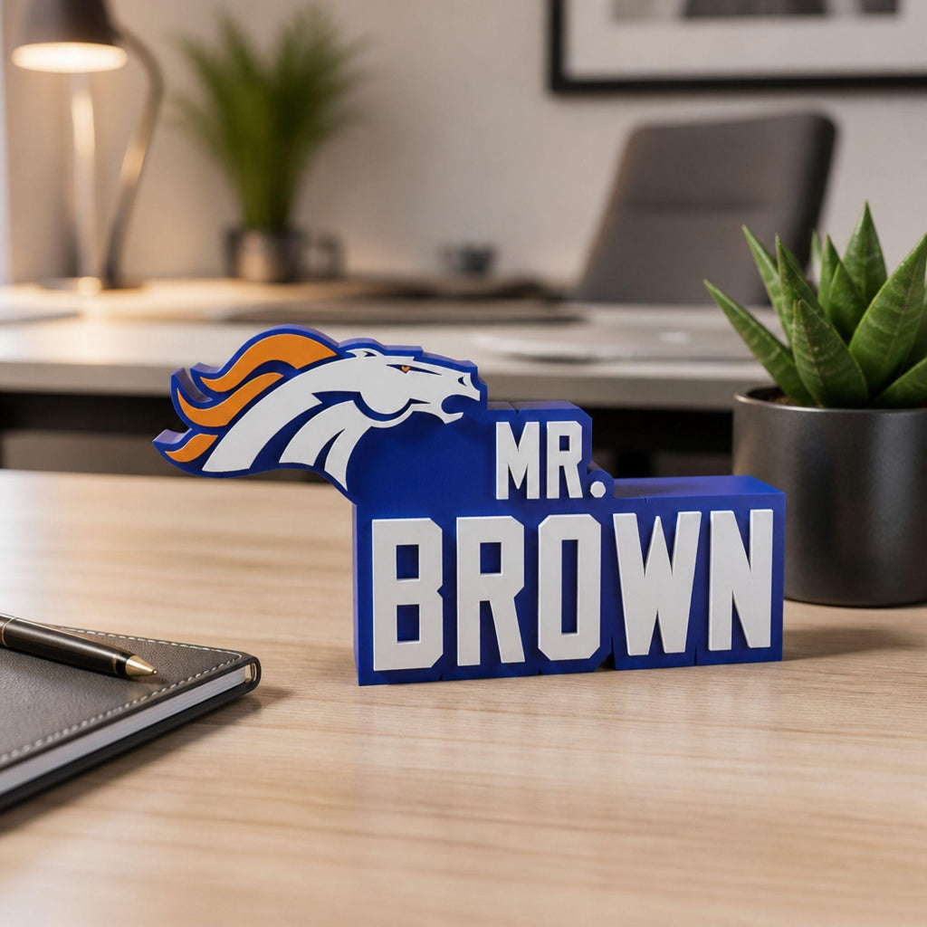 Personalized Denver Broncos Football Desk Name Plate