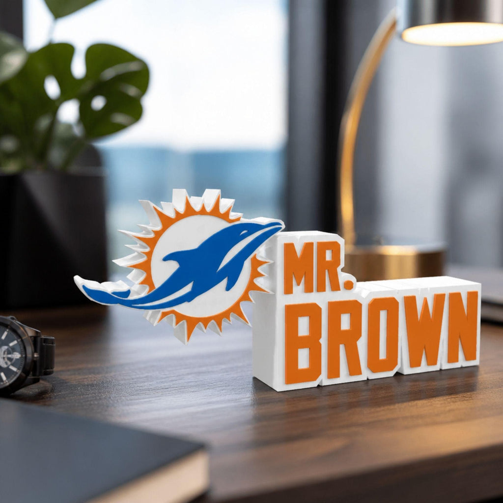 Personalized Miami Dolphins Football Desk Name Plate