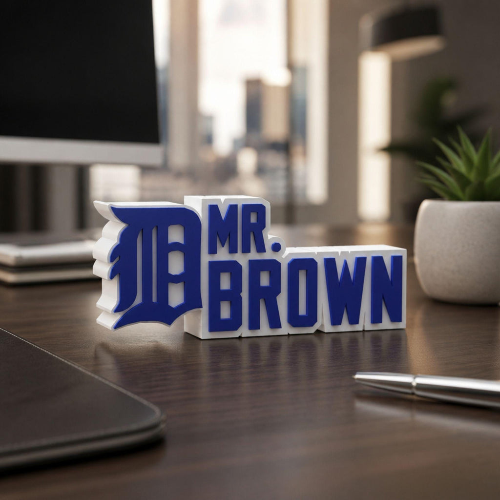 Personalized Detroit Tigers Baseball Desk Name Plate