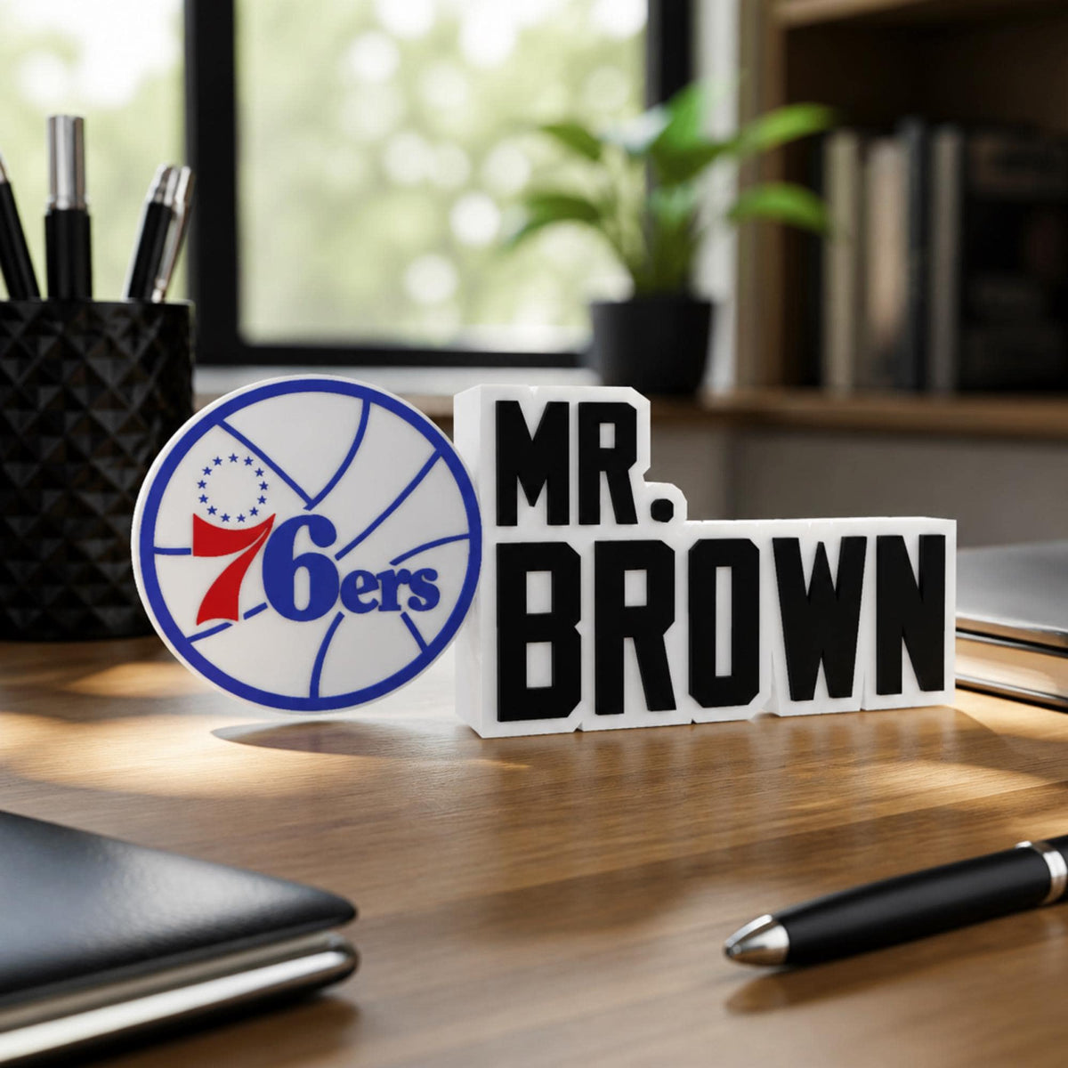 Personalized Philadelphia 76ers Basketball Desk Name Plate