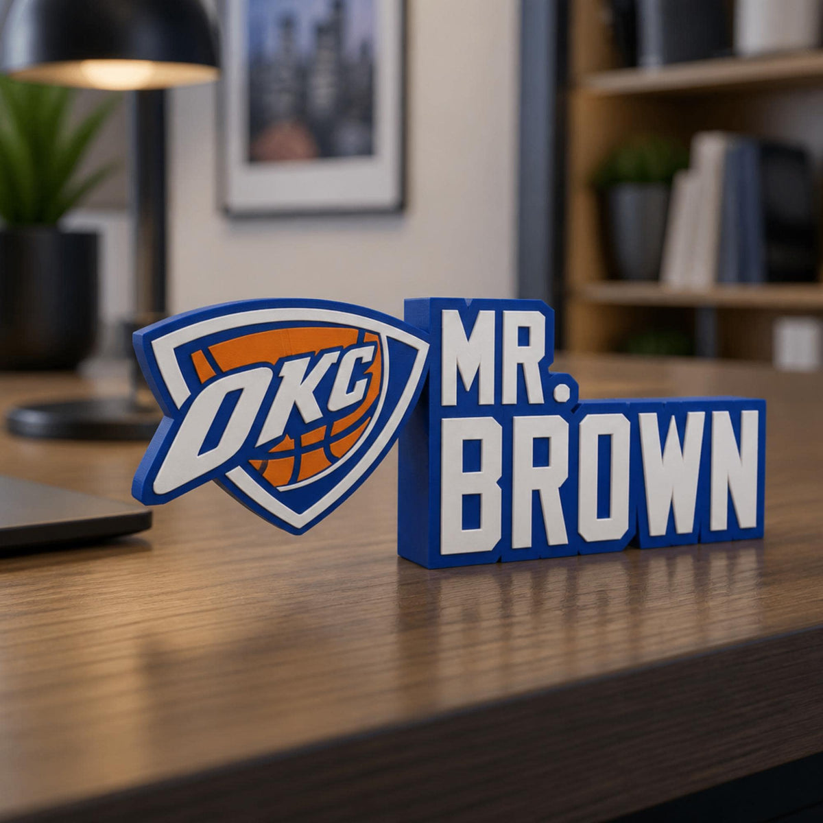 Personalized Oklahoma City Thunder Basketball Desk Name Plate
