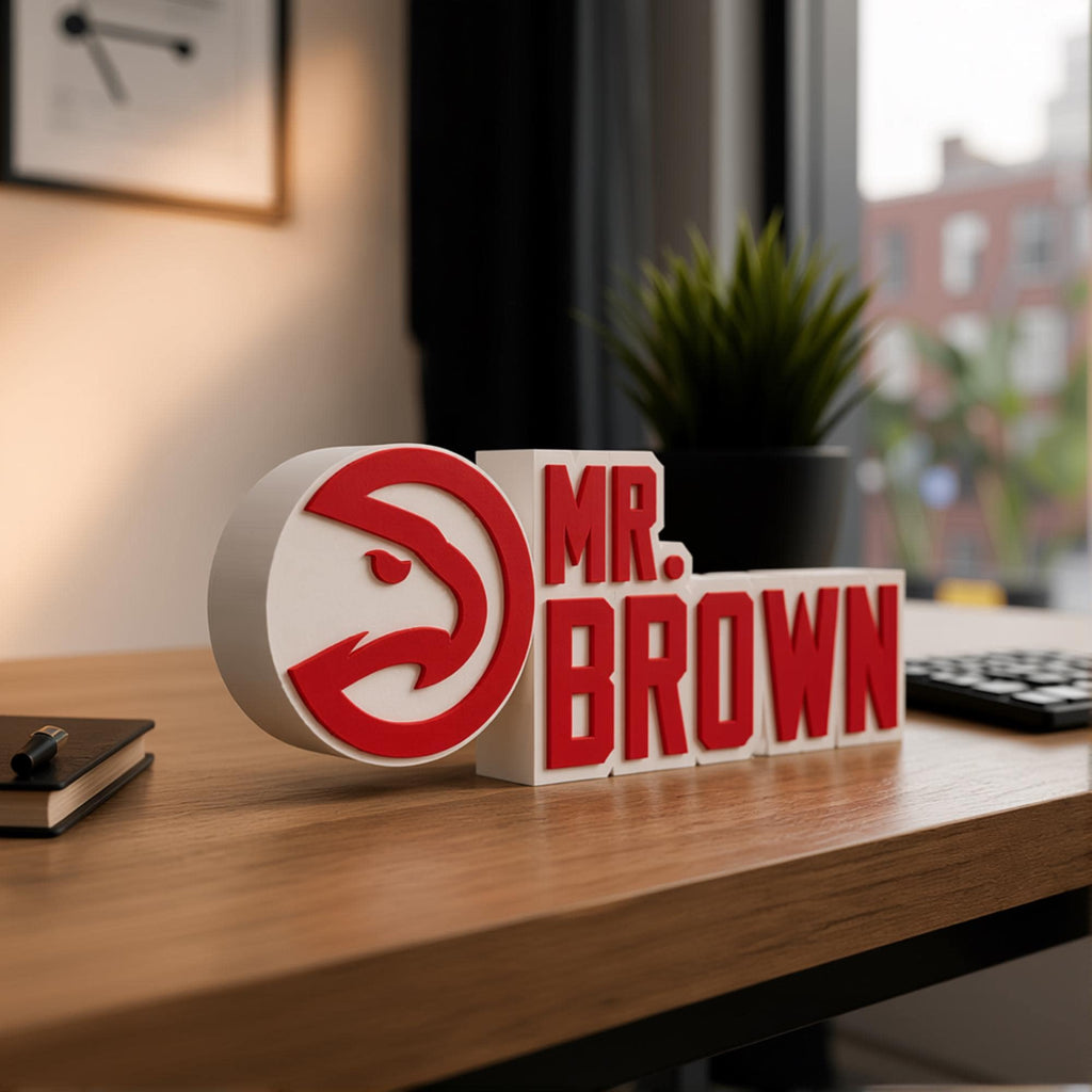 Personalized Atlanta Hawks Basketball Desk Name Plate