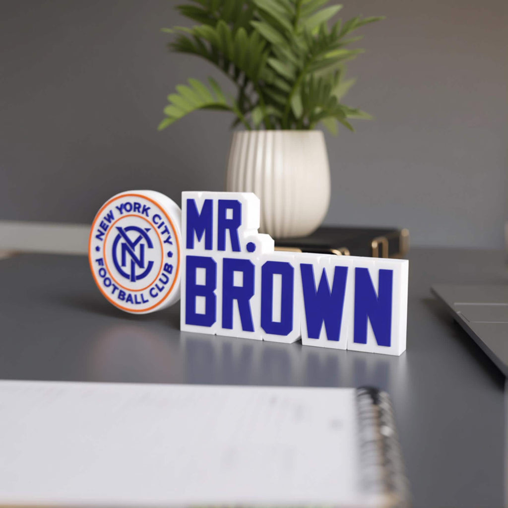 Personalized New York City FC Soccer Desk Name Plate