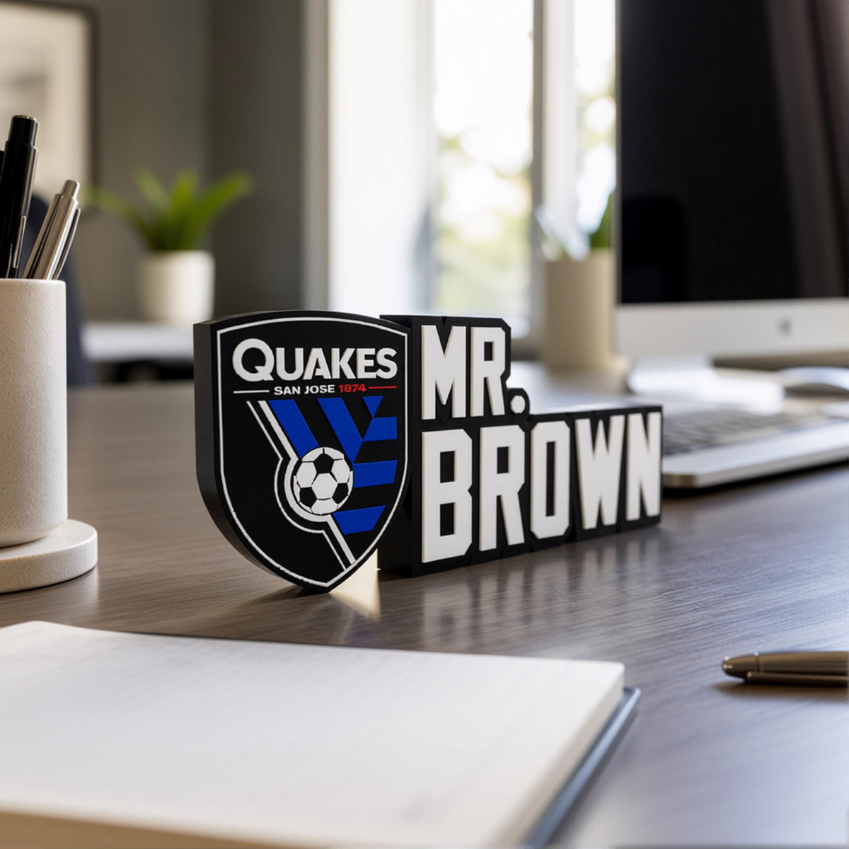 Personalized San Jose Earthquakes Soccer Desk Name Plate