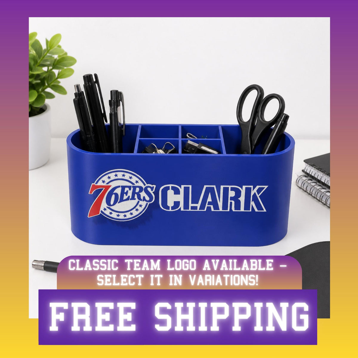 Personalized Philadelphia 76ers Desk Organizer
