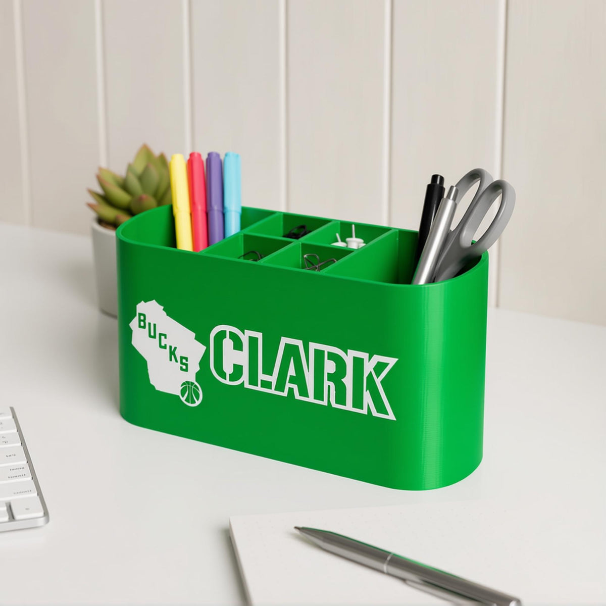 Personalized Milwaukee Bucks Desk Organizer