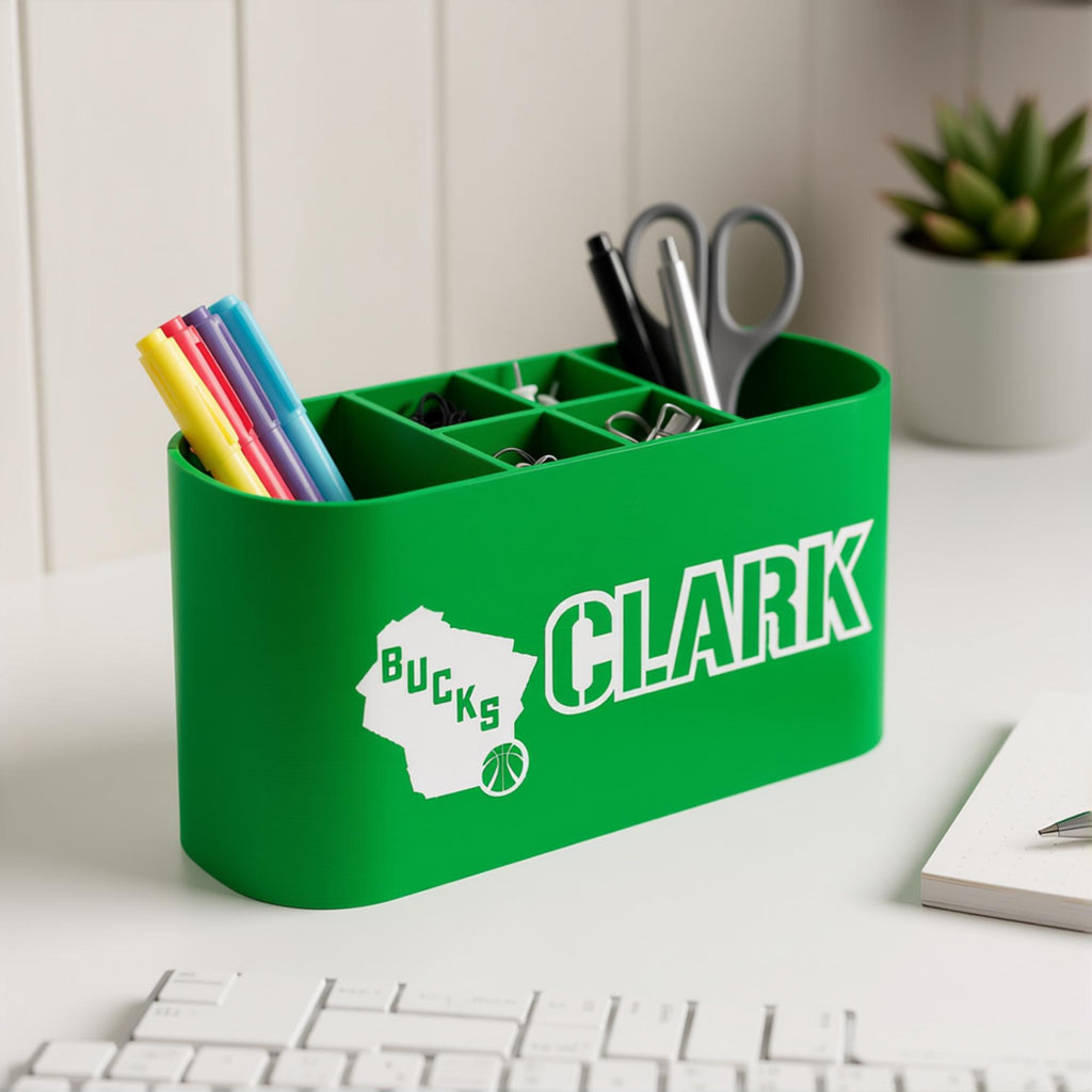 Personalized Milwaukee Bucks Desk Organizer
