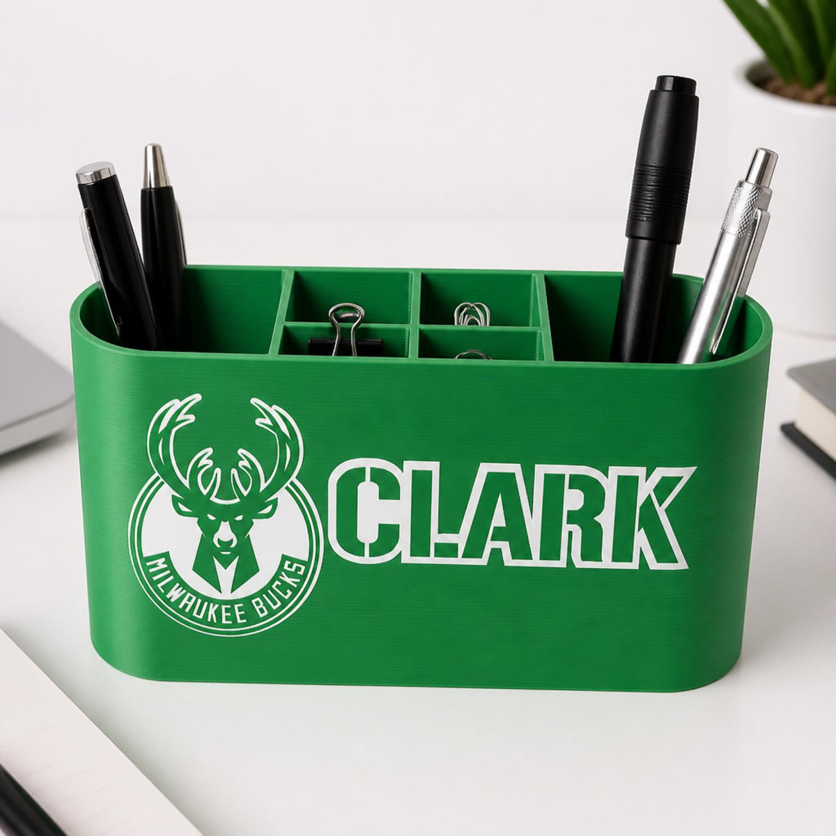 Personalized Milwaukee Bucks Desk Organizer