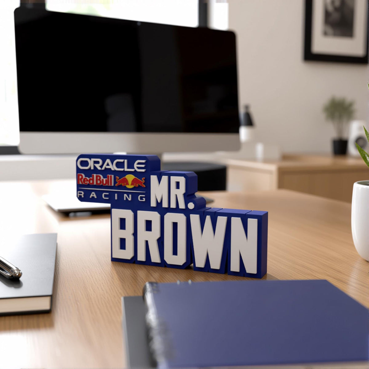 Personalized Red Bull Racing F1 Team Desk Name Plate