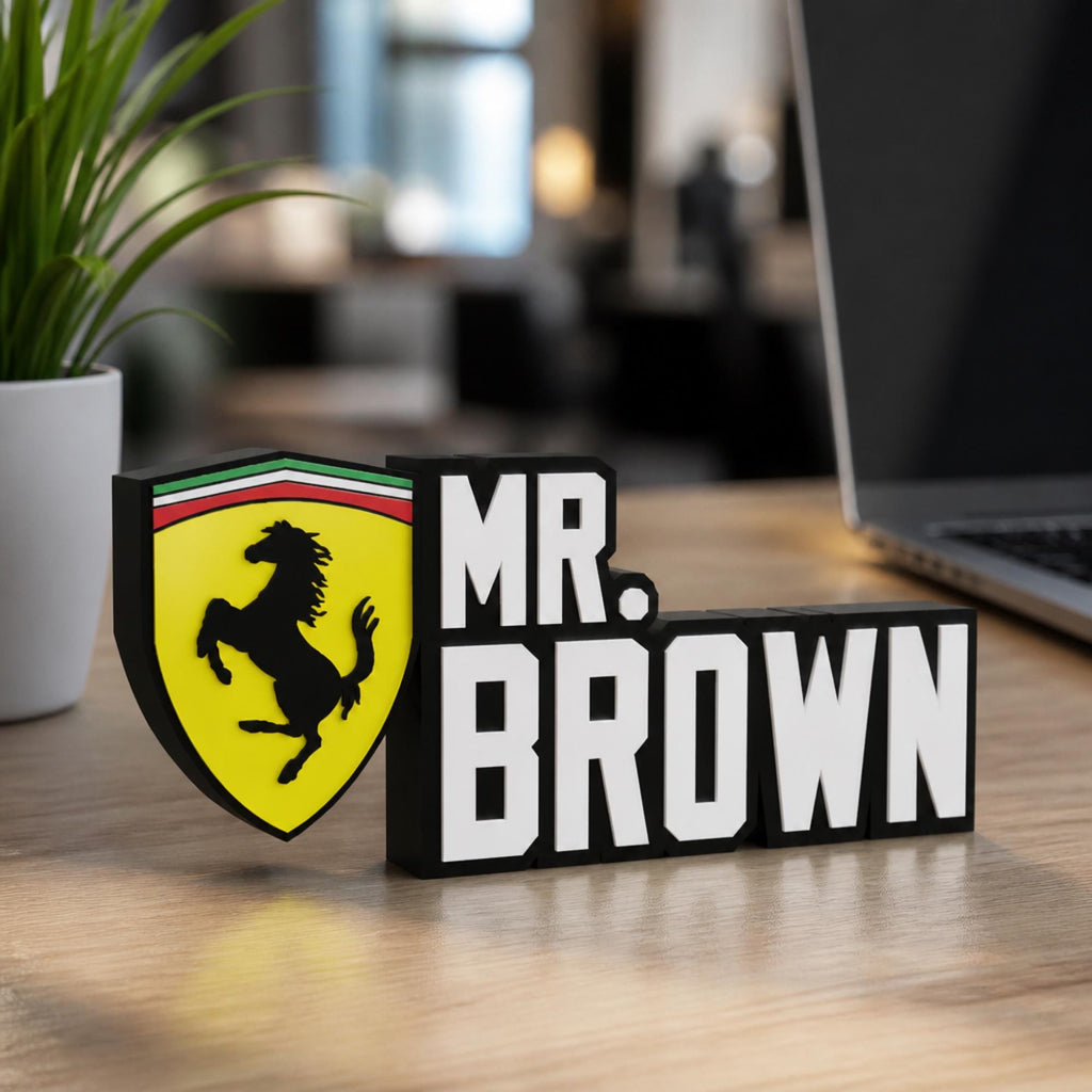Personalized Ferrari F1 Team Desk Name Plate