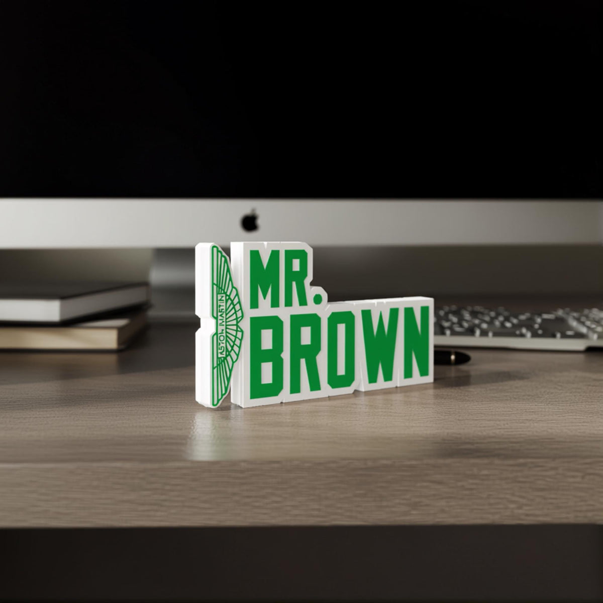Personalized Aston Martin F1 Team Desk Name Plate