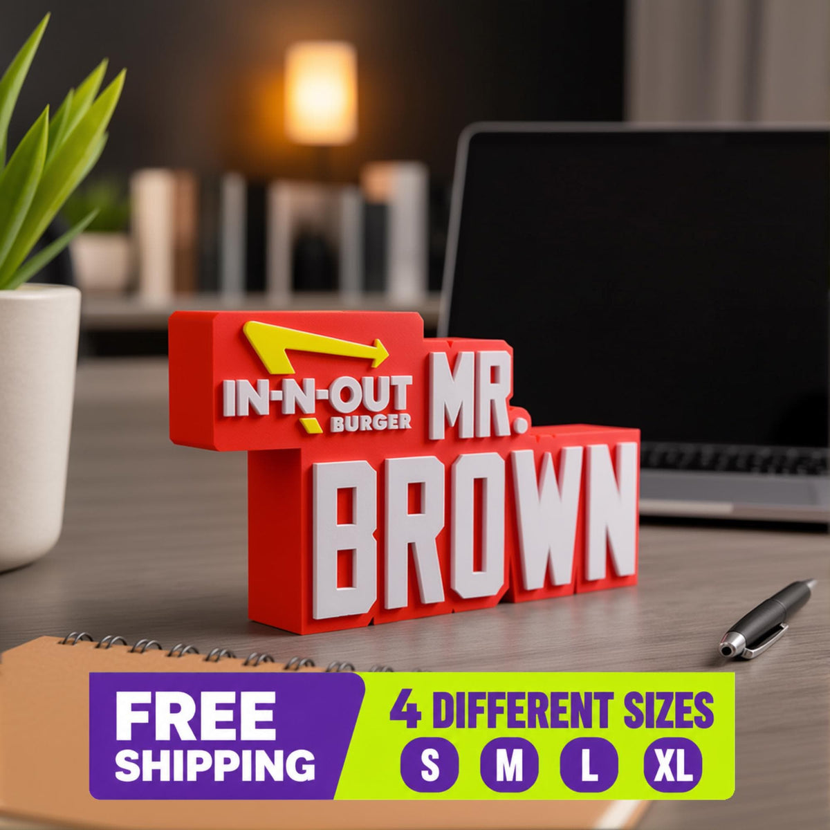 Personalized In-N-Out Desk Name Plate