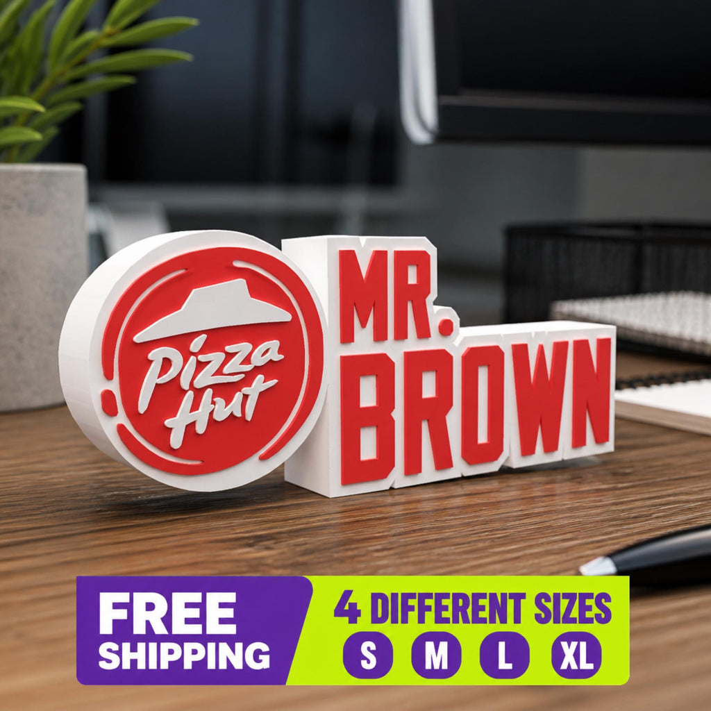 Personalized Pizza Hut Desk Name Plate