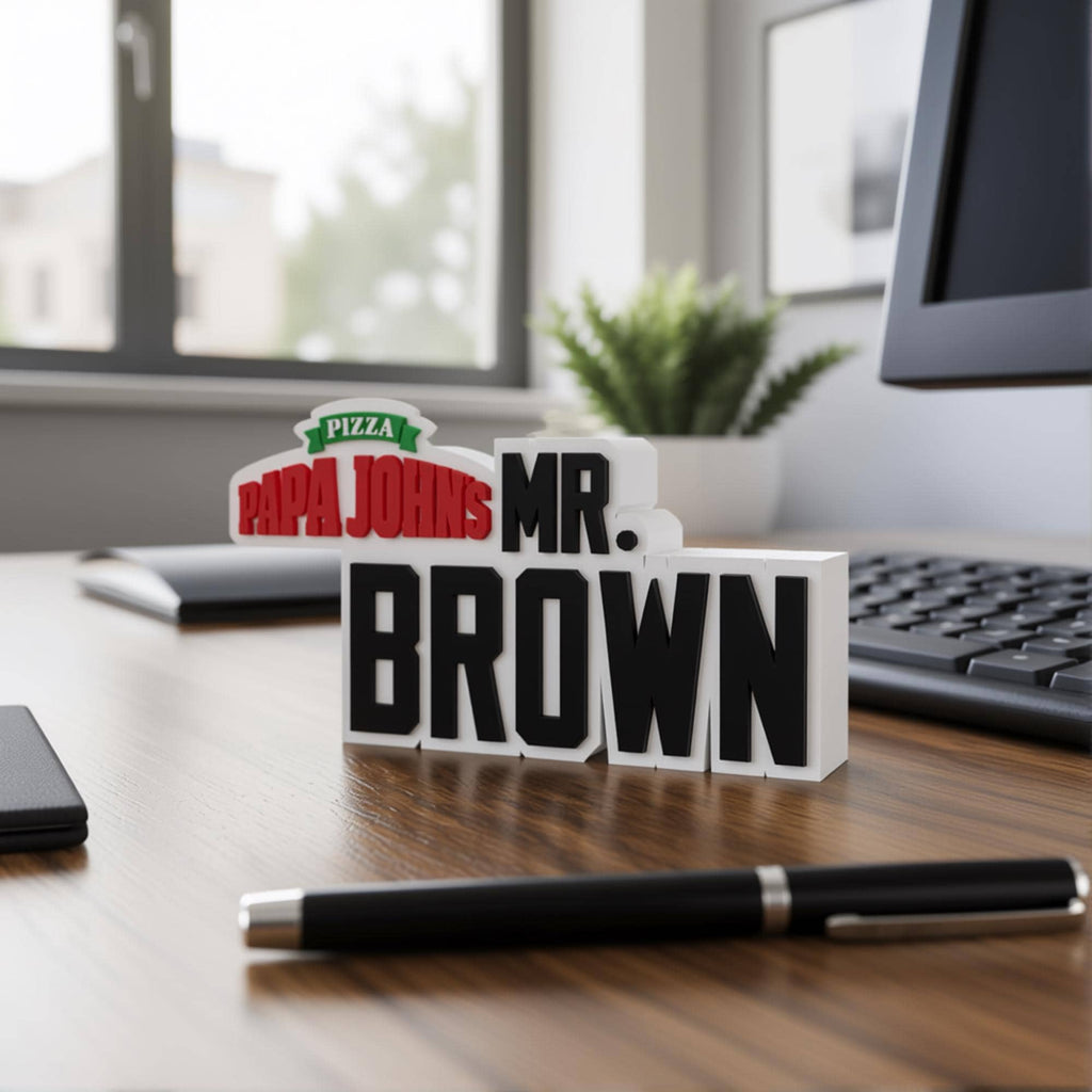 Personalized Papa John’s Desk Name Plate