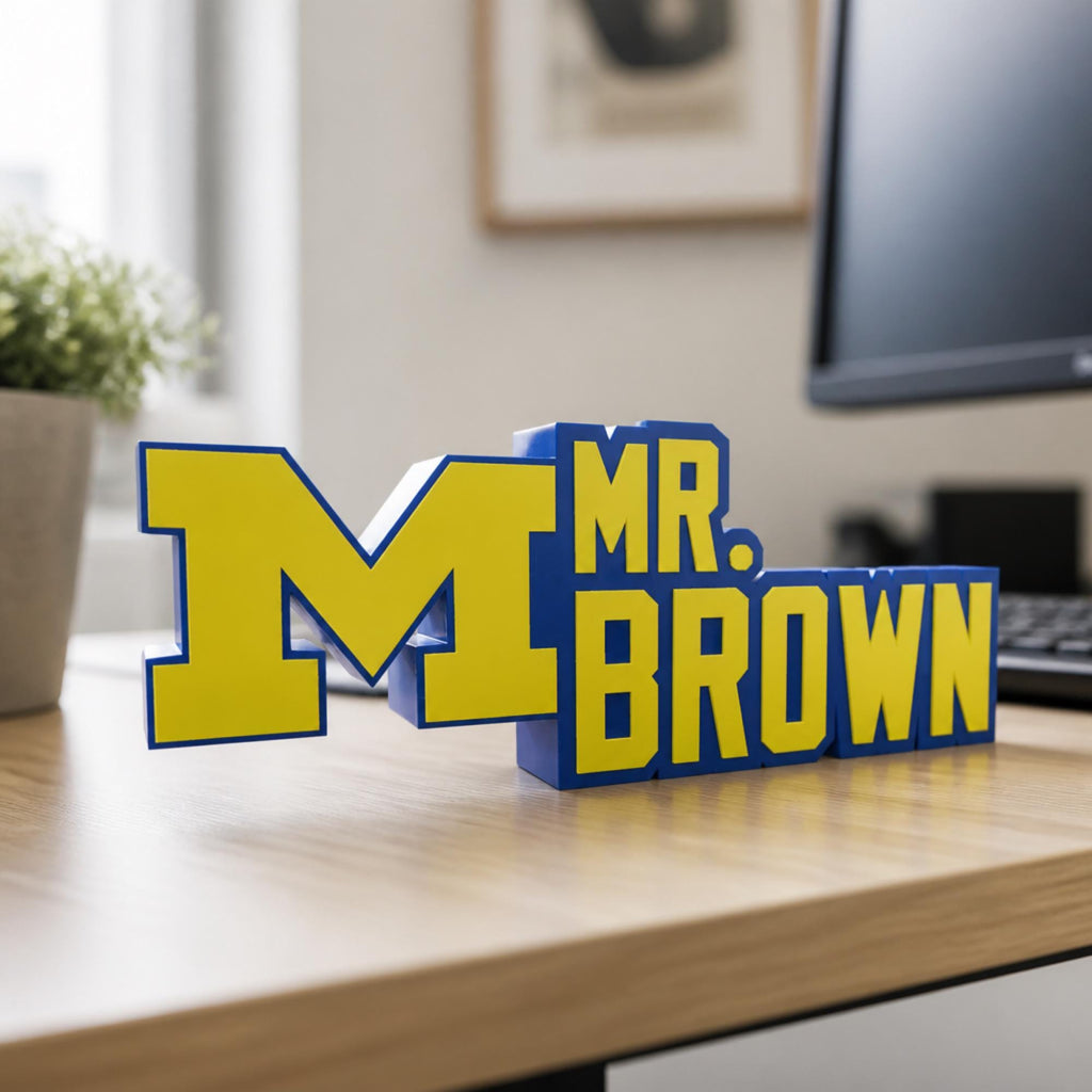 Personalized Michigan Wolverines Desk Name Plate