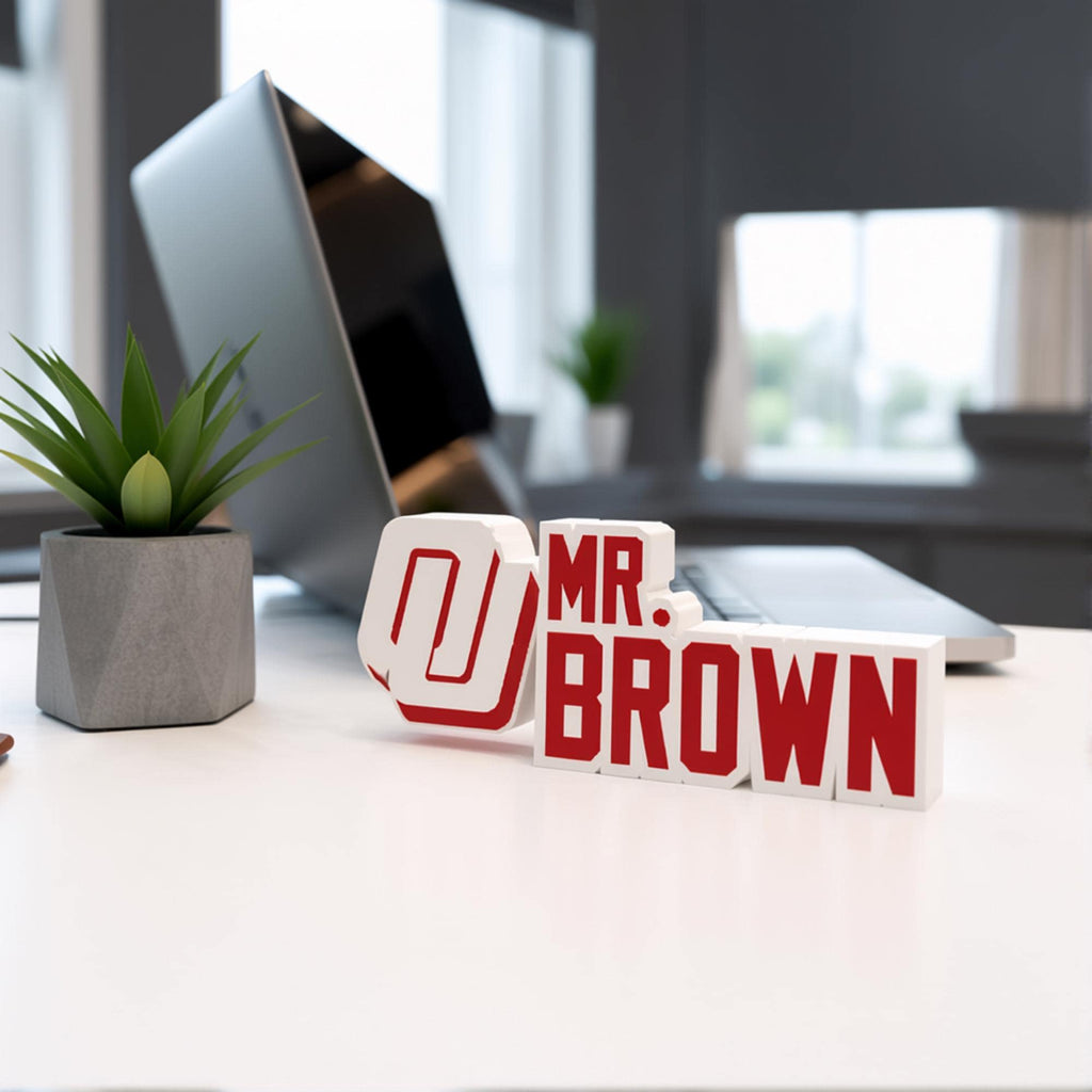 Personalized Oklahoma Sooners Desk Name Plate