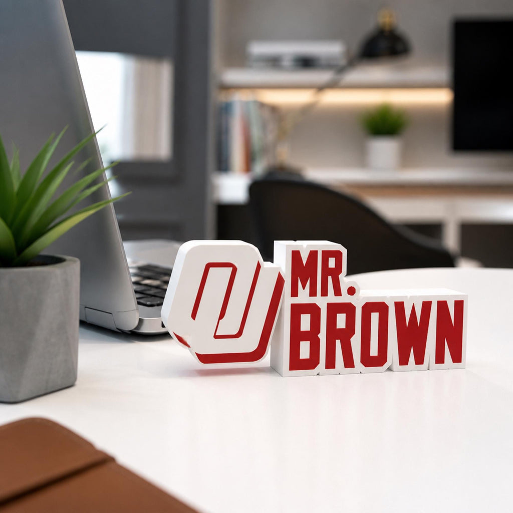 Personalized Oklahoma Sooners Desk Name Plate
