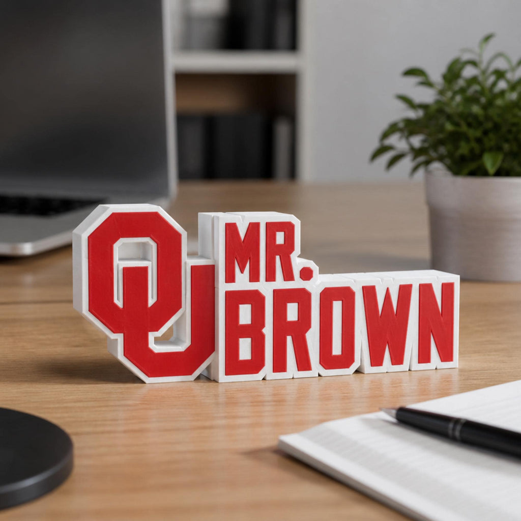 Personalized Oklahoma Sooners Desk Name Plate