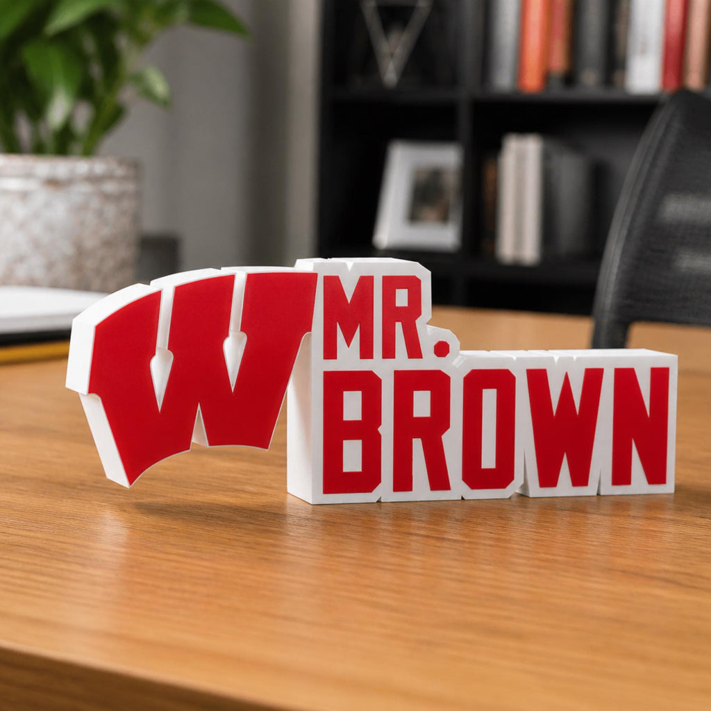 Personalized Wisconsin Badgers Desk Name Plate