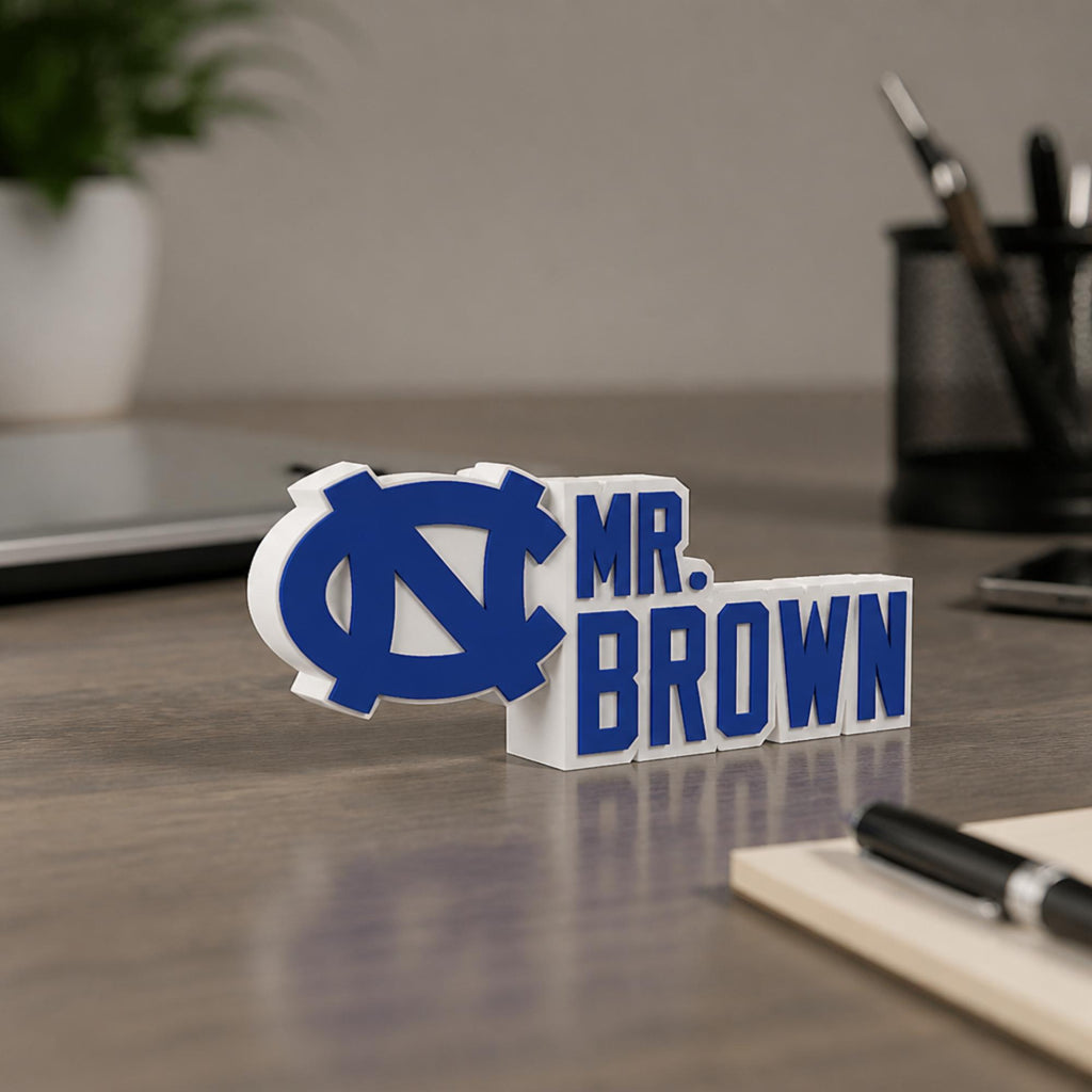 Personalized North Carolina Tar Heels Desk Name Plate