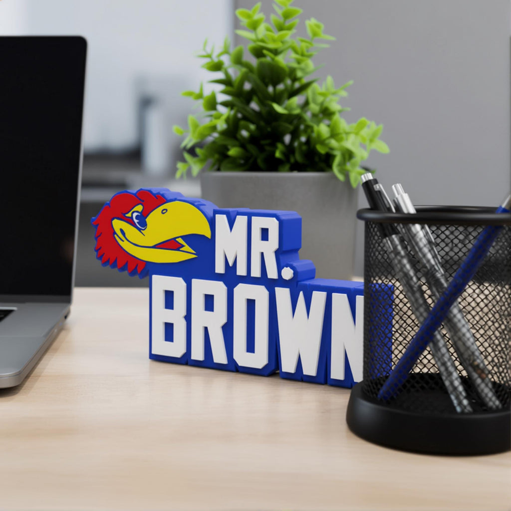 Personalized Kansas Jayhawks Desk Name Plate