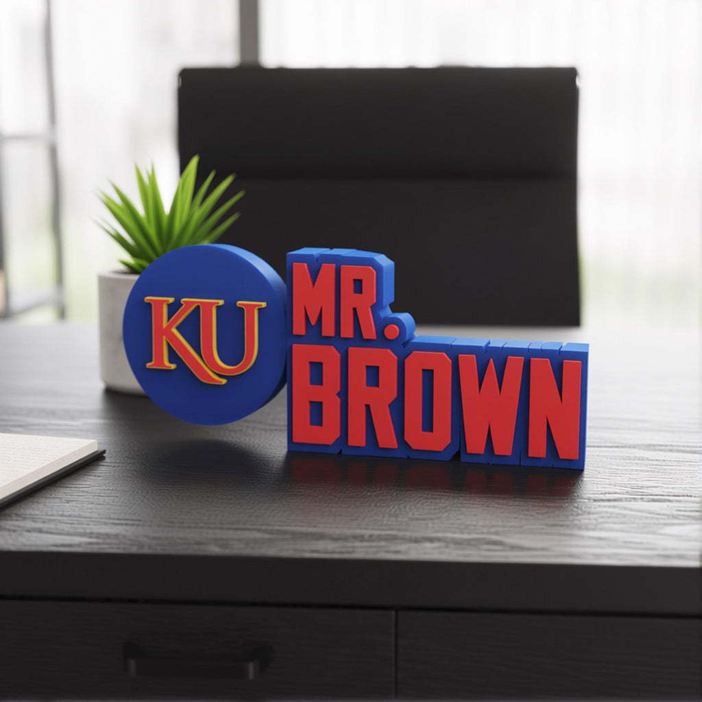Personalized Kansas Jayhawks Desk Name Plate